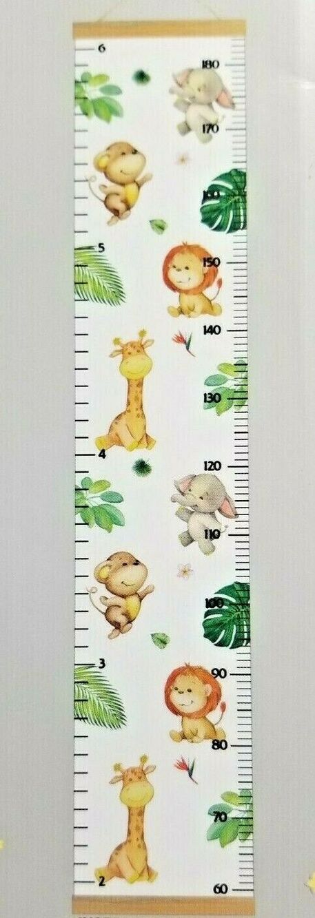Kid's Growth Chart Animals Elephant Giraffe Unisex  Memories Hanging NEW